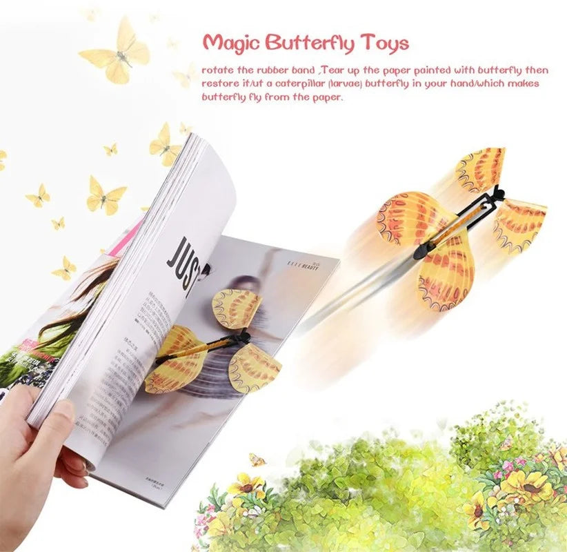 1-10Pcs Magic Wind Up Flying Butterfly