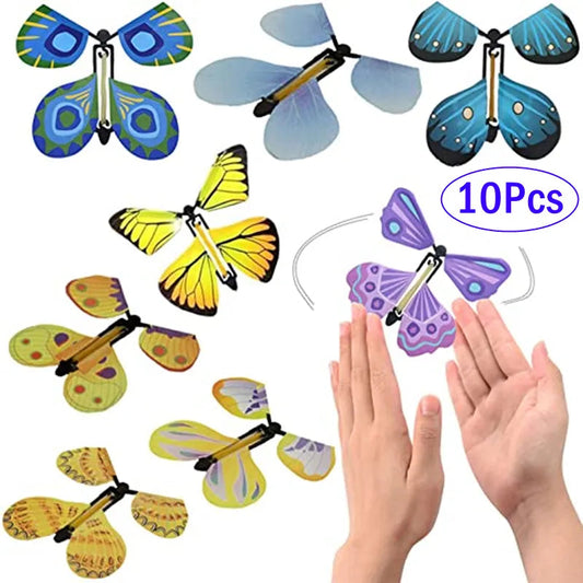 1-10Pcs Magic Wind Up Flying Butterfly