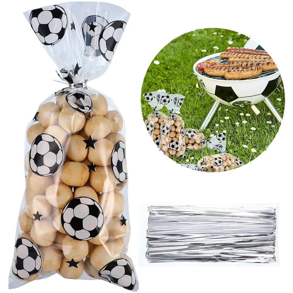 Soccer Party Favors Bag Heat Sealable Treat Candy Bags