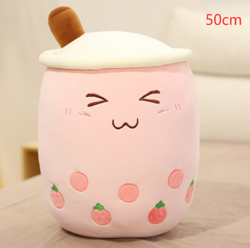 Cute Milk Tea Plush Boba Tea Cup Toy Bubble Tea - Pink /
