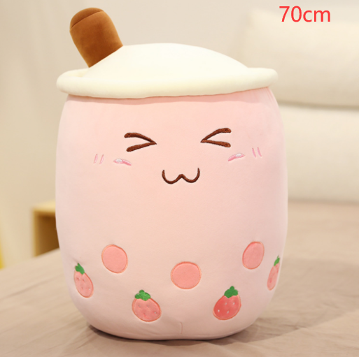 Cute Milk Tea Plush Boba Tea Cup Toy Bubble Tea - Pink /
