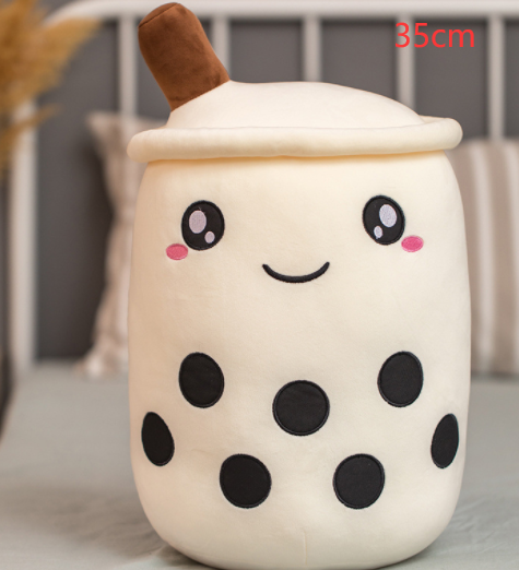Cute Milk Tea Plush Boba Tea Cup Toy Bubble Tea - White /