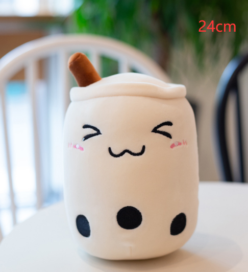 Cute Milk Tea Plush Boba Tea Cup Toy Bubble Tea - White