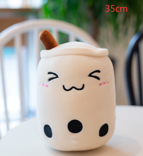 Cute Milk Tea Plush Boba Tea Cup Toy Bubble Tea - White