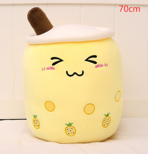 Cute Milk Tea Plush Boba Tea Cup Toy Bubble Tea - Yellow /