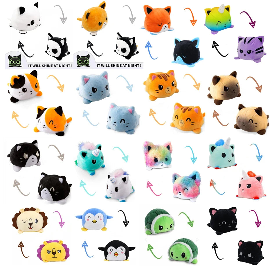 Double Sided Cat Gato Kids Flip Plushie Animals